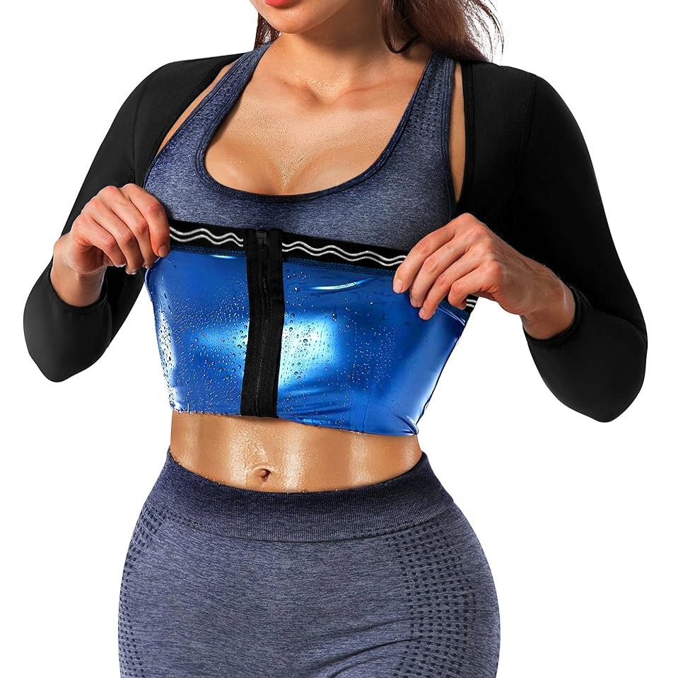 DYUAI Sauna Shirt for Women Sauna Suit for Women Waist Trainer Sauna Sweat Vest Workout Body Shaper Long Sleeve(6003-01-XXL)