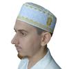 TheKufi Textured White and Golden Embroidered Sandal Kufi Crown Cap Muslim Hat (L- 23" (58.5cm)) view 4