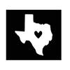 Texas with Heart Vinyl Decal | White | Made in USA by Foxtail Decals | for Car Windows, Tablets, Laptops, Water Bottles, etc. | 4.5 x 4.2 inch view 1