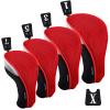 Andux 4pcs/Pack Mesh Golf 460cc Driver Fairway Wood Club Head Covers with Interchangeable No. Tags Red view 1