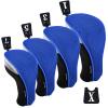 Andux 4pcs/Pack Mesh Golf 460cc Driver Fairway Wood Club Head Covers with Interchangeable No. Tags Blue view 1