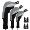 Andux 3pcs/Set Golf 460cc Driver Wood Club Head Covers Long Neck with No. Tags Grey view 1