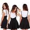 LXXIASHI Women's High Waist Suspender Pleated Skirts Casual School Girls Versatile Strappy Dress (L, Black) view 2