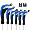 Andux 6pcs/Set Golf Club Head Covers Woods Drivers Fairway Hybrid Set Long Neck (3 Hybrid + 3 Woods) (Black/Blue) view 1