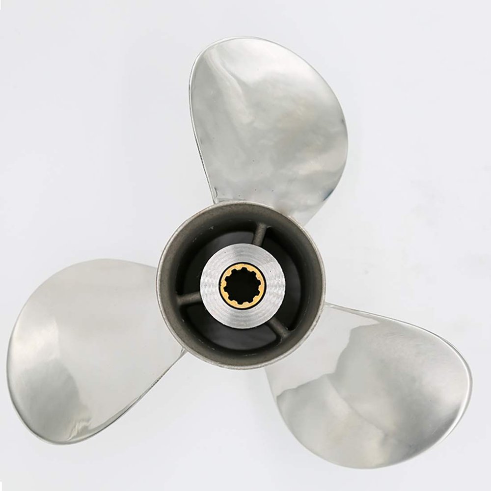 Flish Propeller OEM Stainless Steel 3-4 Blades Outboard Propeller fit Honda Engines 25-30HP,8 Tooth Spline, RH (9.9 x 9 (4 Blades))