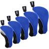 Andux 5pcs/Set Golf 460cc Driver Fairway Wood Club Head Covers Short Neck Blue view 1