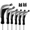 Andux 6pcs/Set Golf Club Head Covers Woods Drivers Fairway Hybrid Set Long Neck (3 Hybrid + 3 Woods) (Black/Grey) view 1