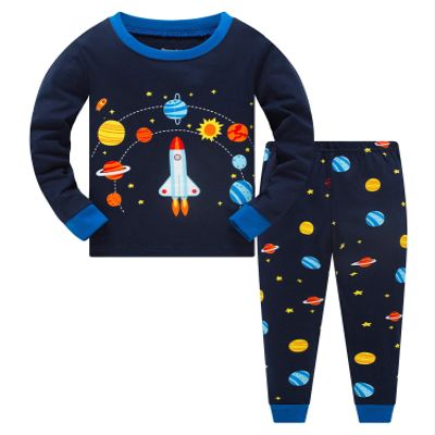 Akyzic Little Boys Pajamas Space Planets Pjs Set Toddler Cotton Long Sleeve Sleepwear Children 2 Piece Outfit Nightwear For Kids Age 5 Years