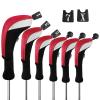 Andux 6pcs/Set Golf Club Head Covers Woods Drivers Fairway Hybrid Set Long Neck (3 Hybrid + 3 Woods) (Black/Red) view 1