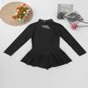 JEEYJOO Kids Girls Figure Ice Skating Dress Mock Neck Cutout Back Gymnastics Leotard Dress Dance Wear Costume Black 12 view 4