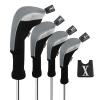 Andux 4pcs/Set Mesh Golf 460cc Driver Fairway Wood Club Head Covers Long Neck with No. Tags Black/Grey view 1