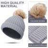 4 Pieces Kids Beanie Hat Scarf Gloves Socks Set Knit Winter Warm Set for Toddler (Grey) view 3