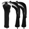 Andux 6pcs/Set Golf Club Head Covers Woods Drivers Fairway Hybrid Set Long Neck (3 Hybrid + 3 Woods) (Black/Black) view 2