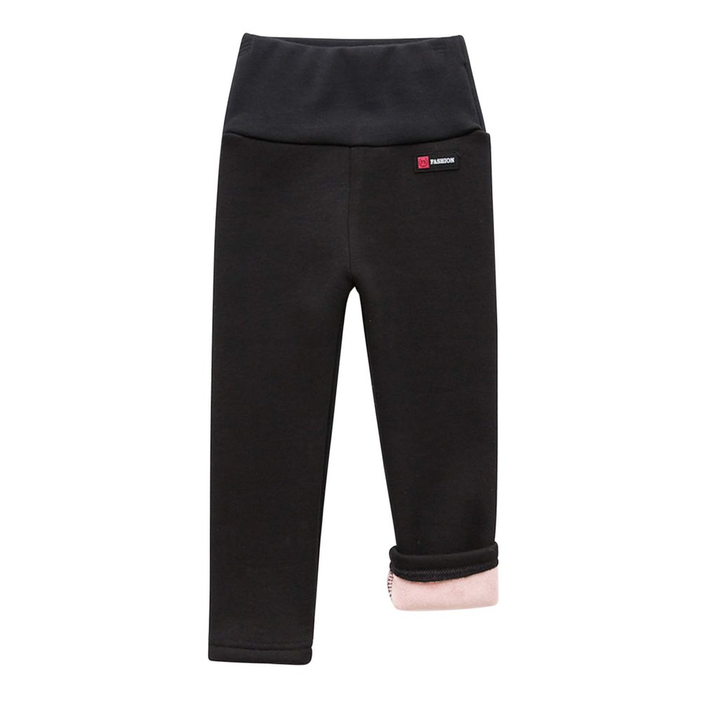 Evelin LEE Baby Boys Girls Winter Warm Fleece Lined Leggings Stretchy High Waisted Active Sweatpants(3-4 Years/Tag 120) Black