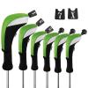 Andux 6pcs/Set Golf Club Head Covers Woods Drivers Fairway Hybrid Set Long Neck (3 Hybrid + 3 Woods) (Black/Green) view 1
