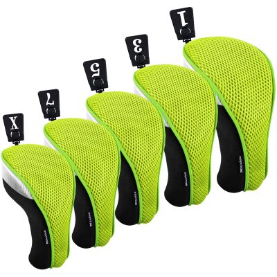 Andux 5pcs/Set Golf 460cc Driver Fairway Wood Club Head Covers Short Neck Green