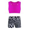 JEEYJOO Kids Girls Athletic Two-Piece Swimsuits Crop Tops Shorts Tracksuits Dance Sports Gymnastics Leotard Rose&Black 3-4 Years view 1