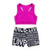 JEEYJOO Kids Girls Athletic Two-Piece Swimsuits Crop Tops Shorts Tracksuits Dance Sports Gymnastics Leotard Rose&Black 3-4 Years view 3