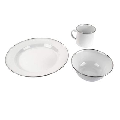 White Enamel Camping Dinner Set