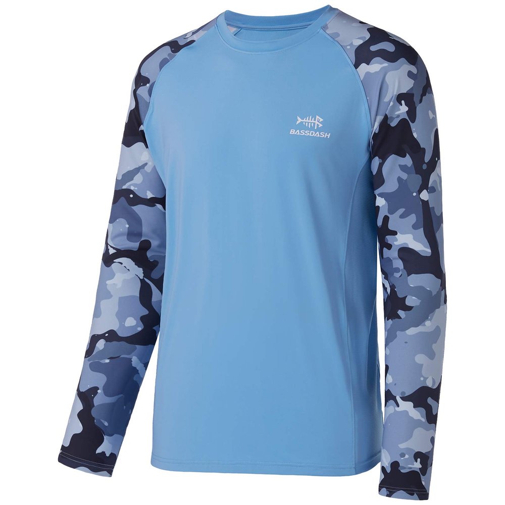 BASSDASH UPF 50 Fishing Tee for Men Camo Long Sleeve Shirt Quick Dry Sweatshirts