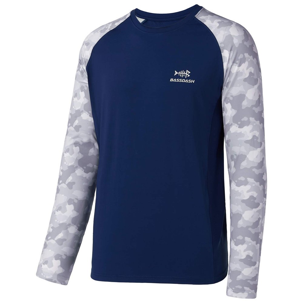 BASSDASH UPF 50 Fishing Tee for Men Camo Long Sleeve Shirt Quick Dry Sweatshirts