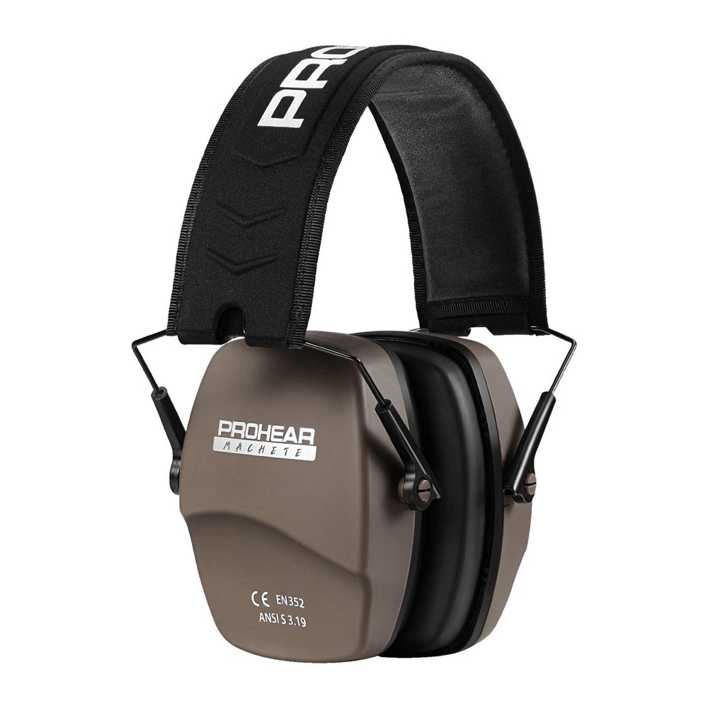 PROHEAR 016 Ear Protection Safety Earmuffs for Shooting, NRR 26dB Noise Reduction Slim Passive Hearing Protector with Low-Profile Earcups, Compact Foldable Ear Defenders for Gun Range, Hunting (Brown)