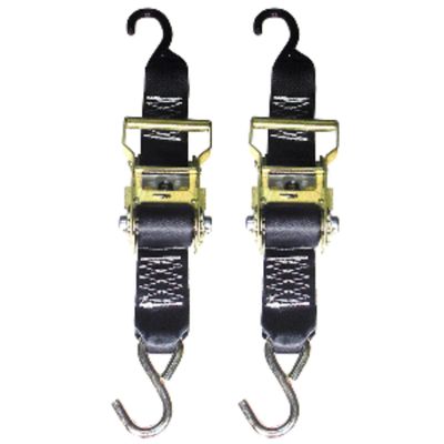 CWR Wholesale Set of 2 Black, Gold, and Silver Rod Saver R2TTD3 Heavy-Duty Ratchet Trailer Tie-Down 2-Inch x 3-Ft, 8"