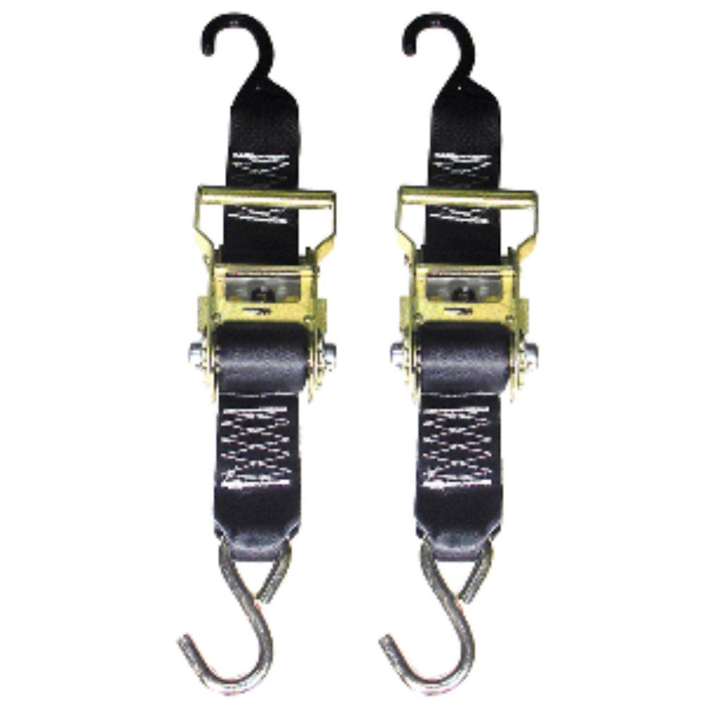 CWR Wholesale Set of 2 Black, Gold, and Silver Rod Saver R2TTD3 Heavy-Duty Ratchet Trailer Tie-Down 2-Inch x 3-Ft, 8"