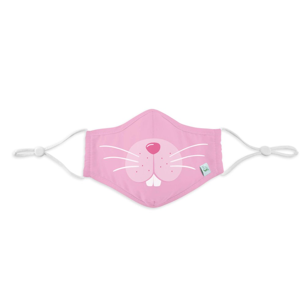 Green Sprouts i play Adjustable Reusable Face Mask-Pink Bunny-Youth/Adult Small