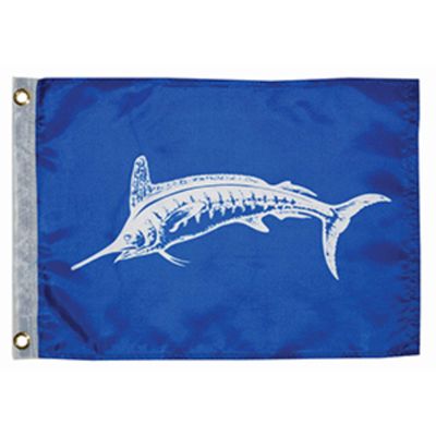 CWR Wholesale 7" Blue and White Unique Taylor Made 12x18 White Marlin Boat Flag
