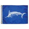 CWR Wholesale 7" Blue and White Unique Taylor Made 12x18 White Marlin Boat Flag view 1