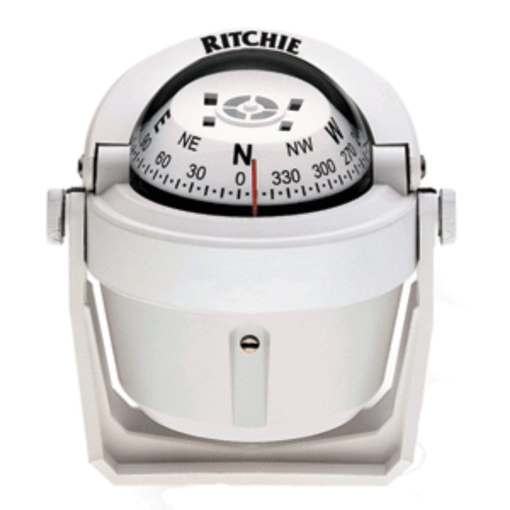 CWR Wholesale 5" White and Black Nautical Ritchie B-51W Explorer Compass with Bracket Mount