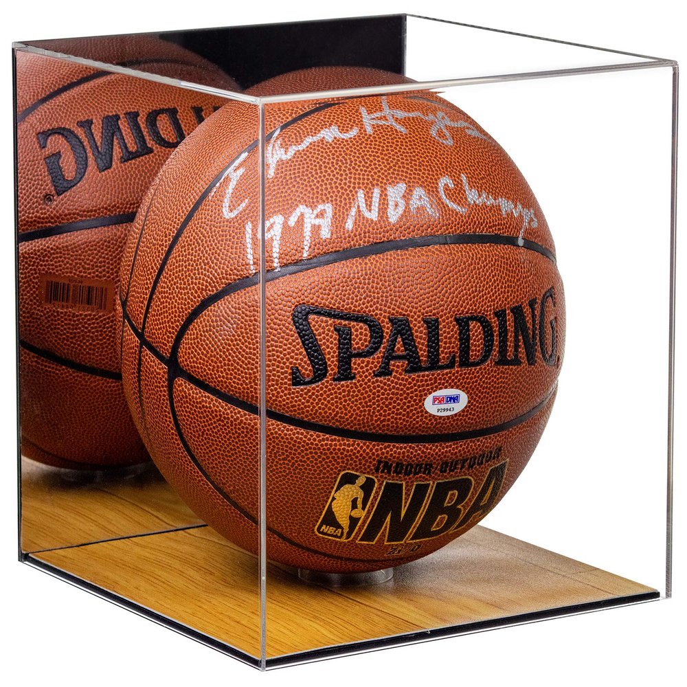 Better Display Cases Acrylic Men's Full Size Basketball Display Case with Mirror and Simulated Wood Base (B33)