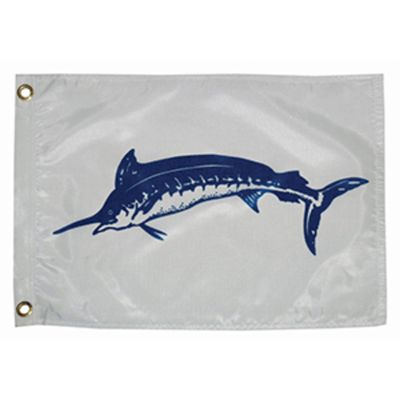 CWR Wholesale 7" White and Blue Unique Taylor Made 12x18 Blue Marlin Boat Flag