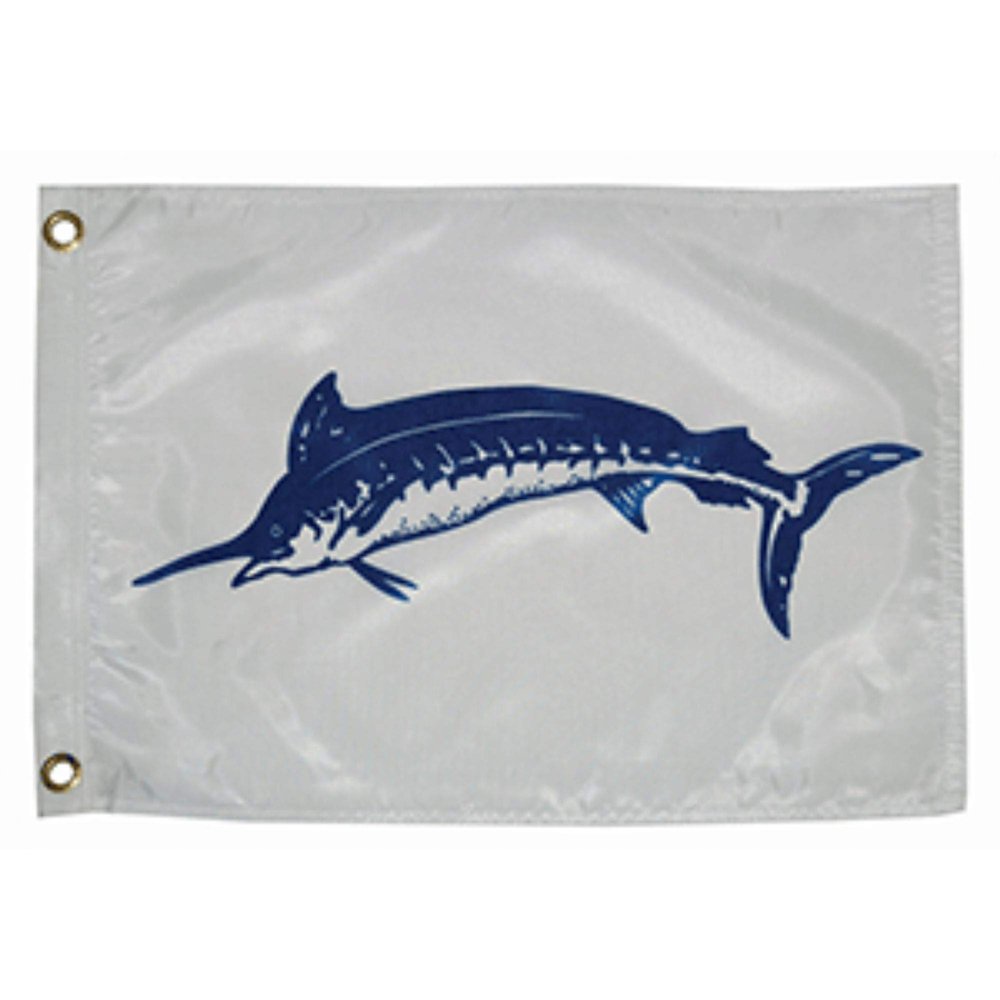 CWR Wholesale 7" White and Blue Unique Taylor Made 12x18 Blue Marlin Boat Flag