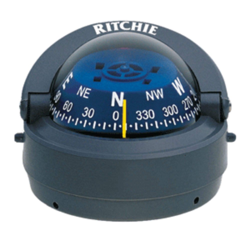 CWR Wholesale 4" Gray, Blue, and White Nautical Ritchie S-53G Explorer Compass Surface Mount