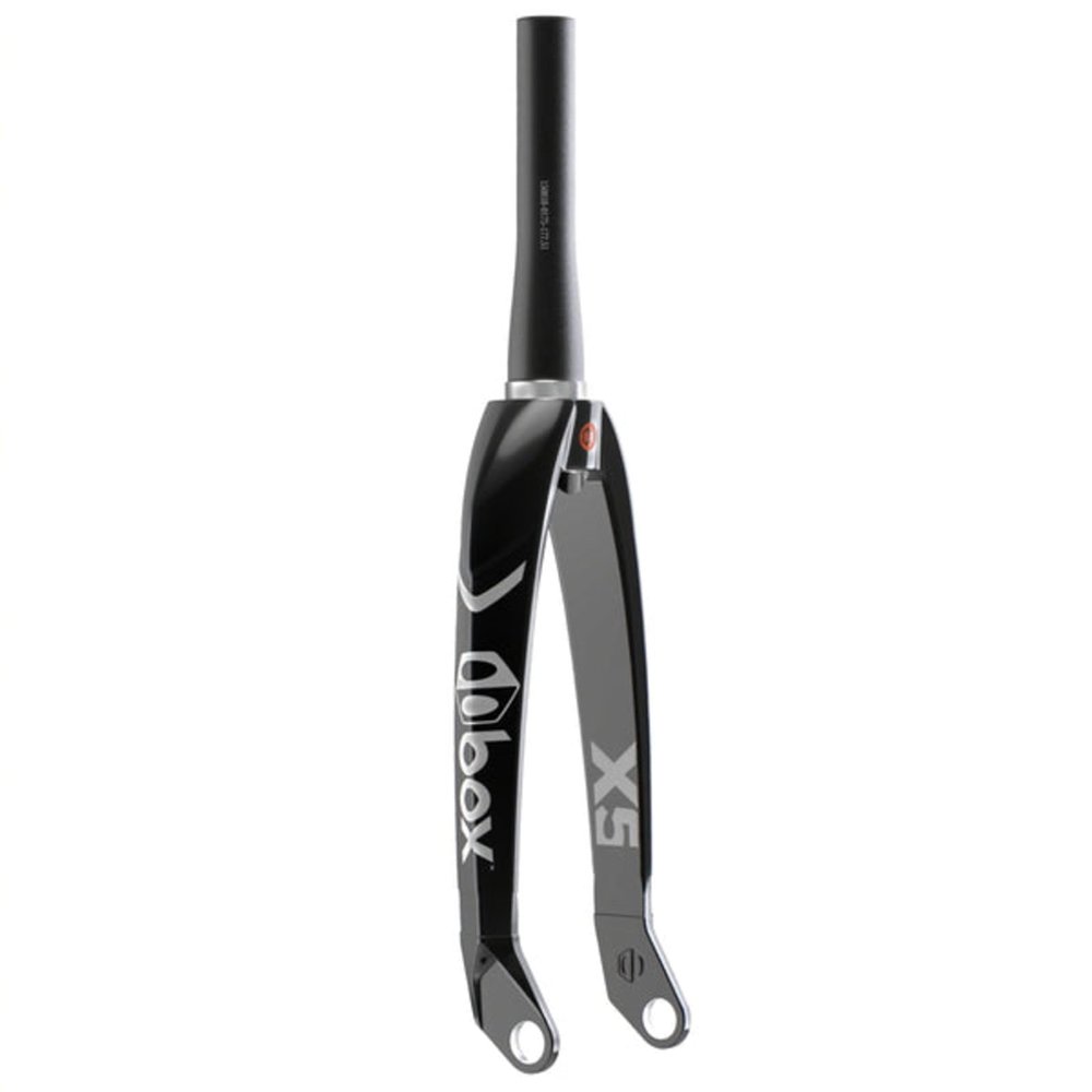 Box One Oversized X2 Pro Carbon Fork for Larger Sized Racers 1-1/8 inch Chromoly 7000 Series Steel Steerer Tube 20mm Axle Cold Forged Dropouts 32mm Offset | Black 20 X 20mm