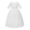 Eyelash Lace A-Line Tulle Junior Flower Girl Dress Toddler Evening Gown LG5 3 Ivory view 1