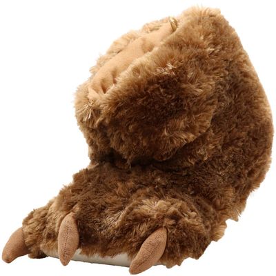NORTY Stuffed Furry Animal Claw Paw Slippers for Toddlers, Kids, and Adults - Cozy Plush Design - Perfect for Boys, Girls, Men, and Women - House Footwear - Medium - Tan Timber Wolf Bootie