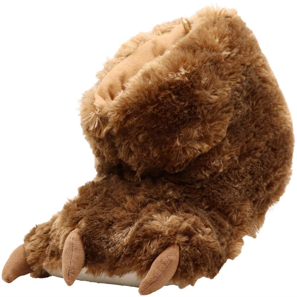 NORTY Stuffed Furry Animal Claw Paw Slippers for Toddlers, Kids, and Adults - Cozy Plush Design - Perfect for Boys, Girls, Men, and Women - House Footwear - Medium - Tan Timber Wolf Bootie