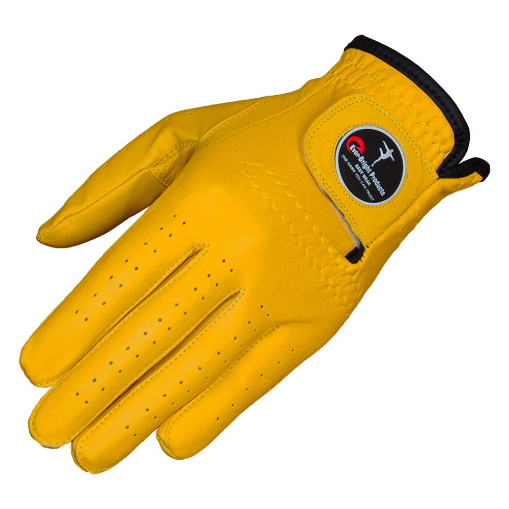 Ever-Bright Men's Golf Gloves OptiColor Premium Leather Golf Glove (Yellow, Left Large)