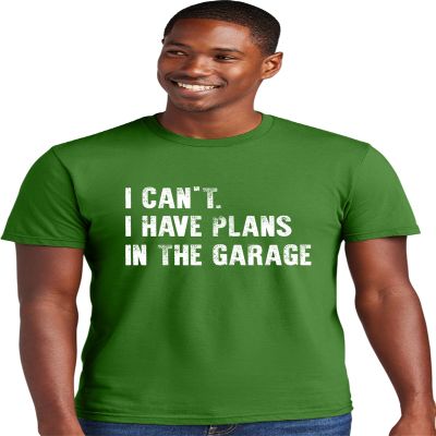 3X-Large Kelly Green Mens I Can't I Have Plans in The Garage Funny Dad Gift Deluxe Soft T-Shirt