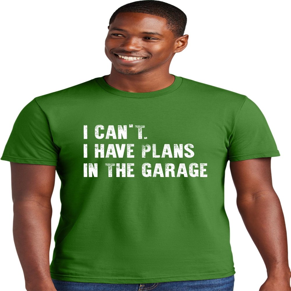 3X-Large Kelly Green Mens I Can't I Have Plans in The Garage Funny Dad Gift Deluxe Soft T-Shirt
