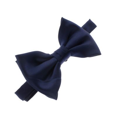 My Lello Classic Men's Pre- Tied Satin Adjustable Bow Tie Solid Formal Tuxedo Style - Navy