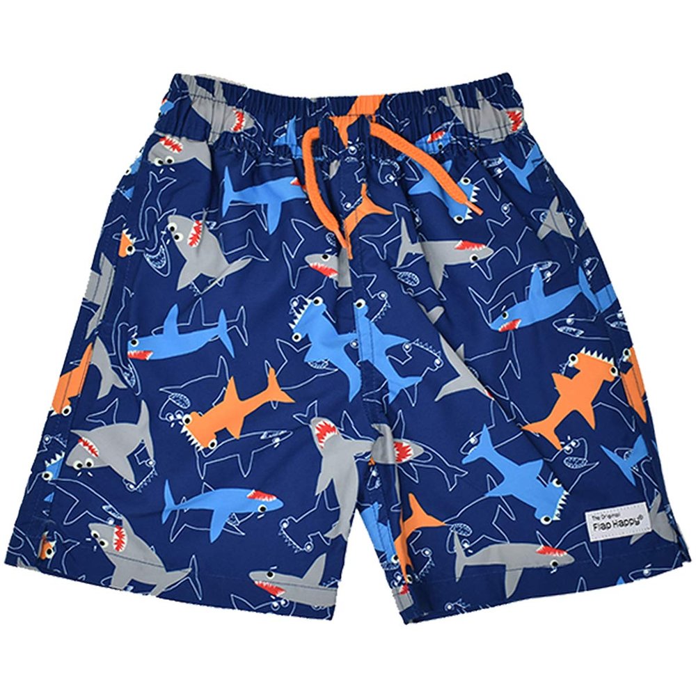 Flap Happy Boys' Swim Trunks, Shark Doodles, 2