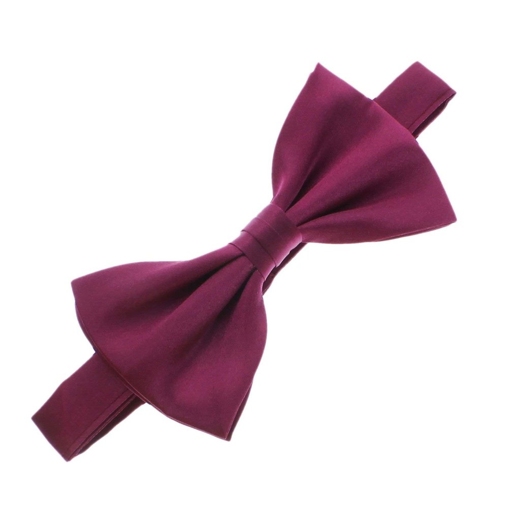 My Lello Classic Baby Pre- Tied Satin Adjustable Bow Tie Solid Formal Tuxedo Style - Mulberry