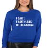 Go All Out XXX-Large Royal Adult I Can't I Have Plans In The Garage Funny Sweatshirt Crewneck view 3