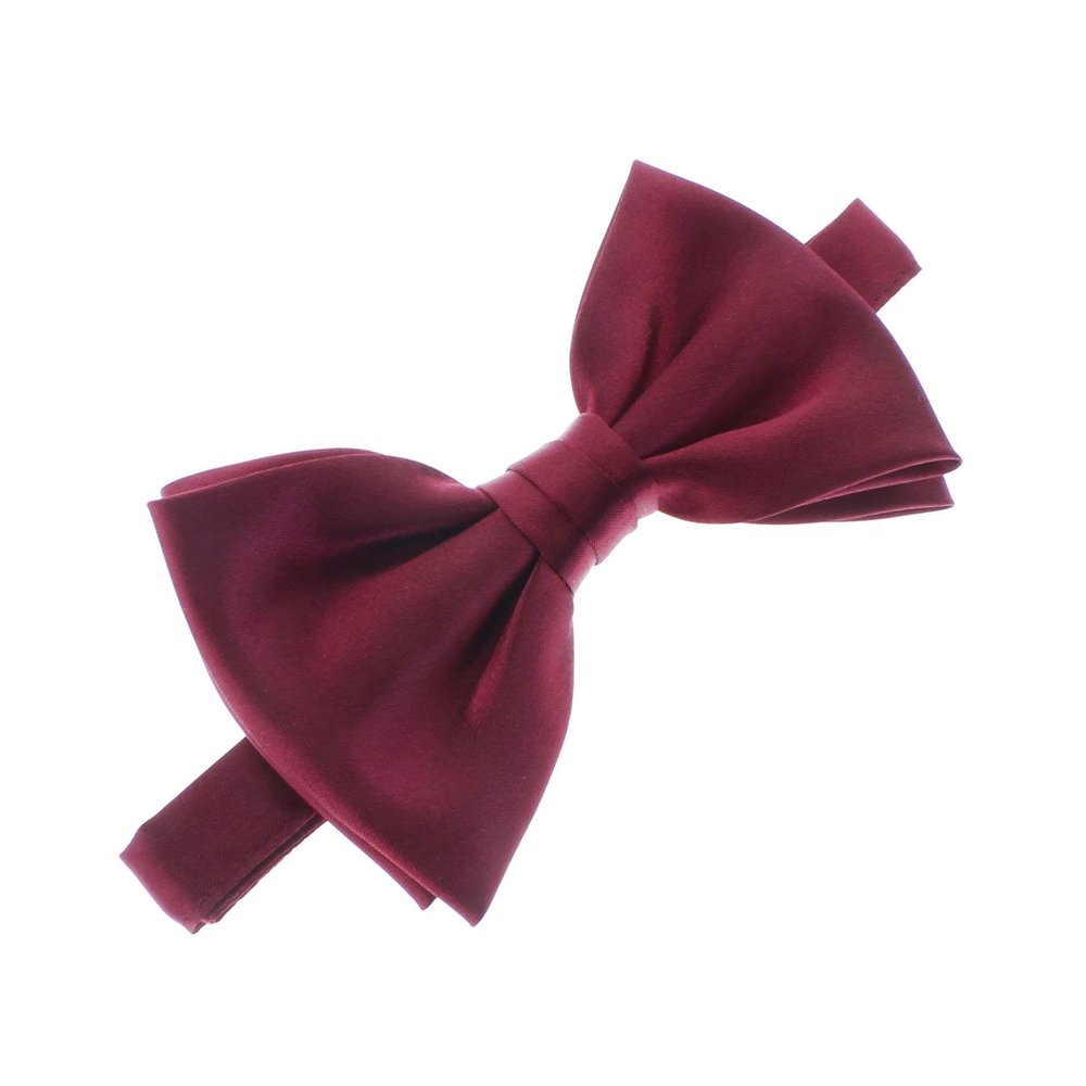 My Lello Classic Men's Pre- Tied Satin Adjustable Bow Tie Solid Formal Tuxedo Style - Burgundy