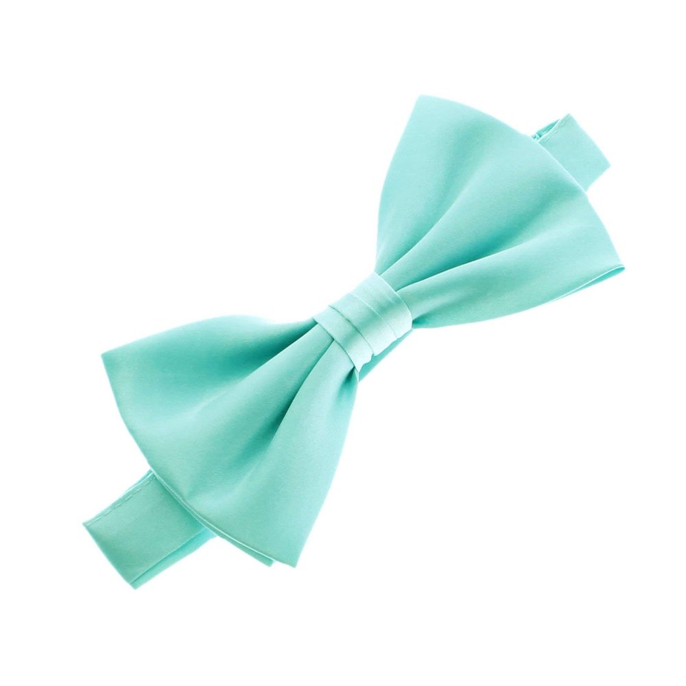 My Lello Classic Boy's Pre- Tied Satin Adjustable Bow Tie Solid Formal Tuxedo Style - Aqua