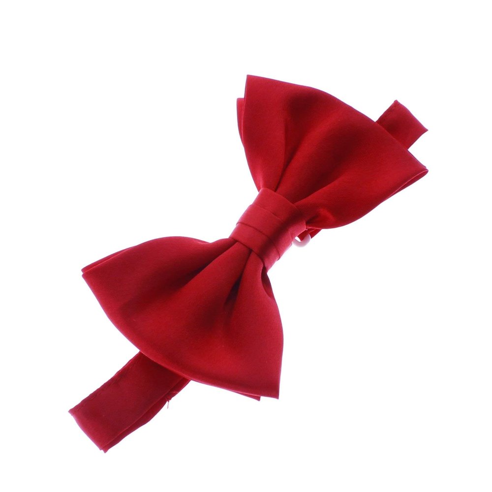 My Lello Classic Baby Pre- Tied Satin Adjustable Bow Tie Solid Formal Tuxedo Style - Red